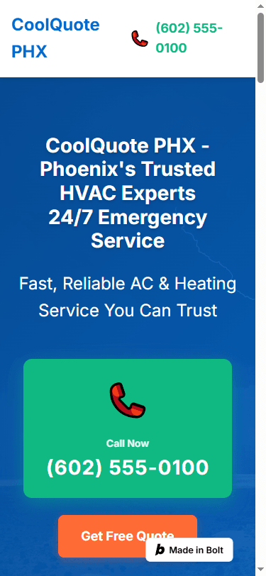 CoolQuote PHX mobile view